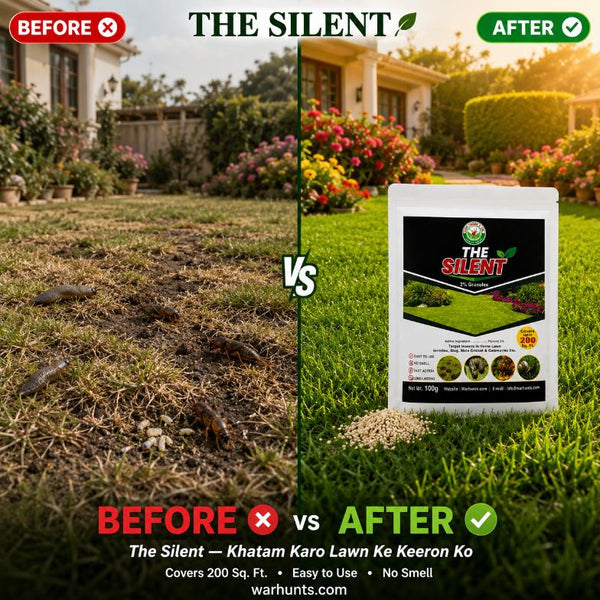 The Silent 2% Granules | Lawn Insect Killer | FREE Mask & Gloves | Kills Termites, Slugs, Mole Crickets & Caterpillars | Covers 200 Sq. Ft. | No Smell | Fast Action - Warhunts.com