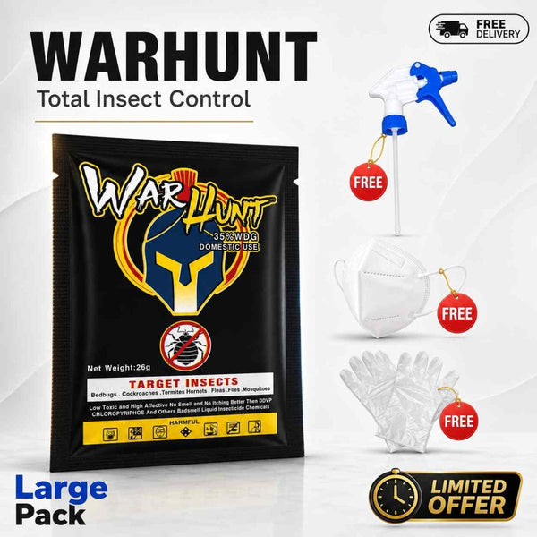 WARHUNT | FREE SPRAYER KIT + MASK & GLOVES | Household Insect Killer Spray | Total Insect Control | Kills Insects & Destroys Their Eggs Fast - Warhunts.com