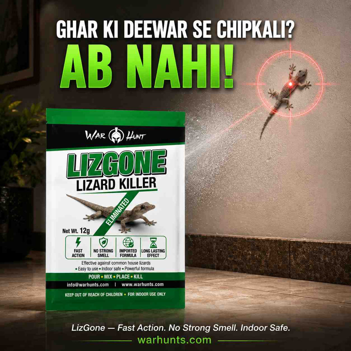 LIZGONE | FREE SPRAYER KIT + MASK & GLOVES | Lizard Killer Spray | Kills & Repels House Lizards Fast | Indoor Safe | No Strong Smell