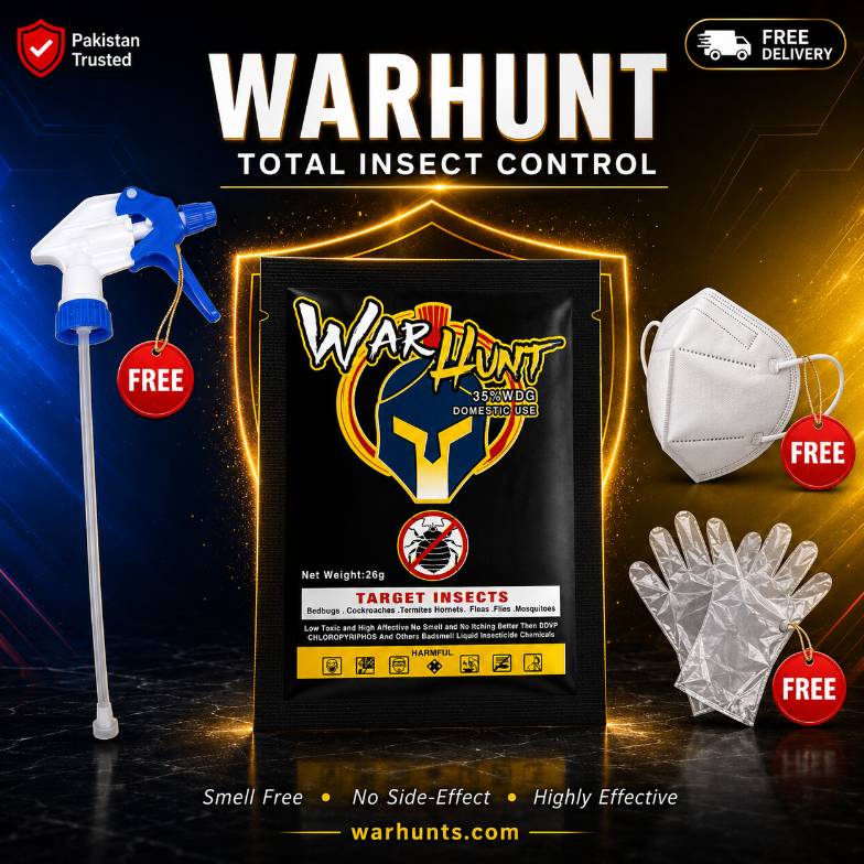 WARHUNT -   Household Insect Killer Spray | Total Insect Control | Kills Insects & Destroys Their Eggs Fast ( FREE SPRAYER KIT + MASK & GLOVES)