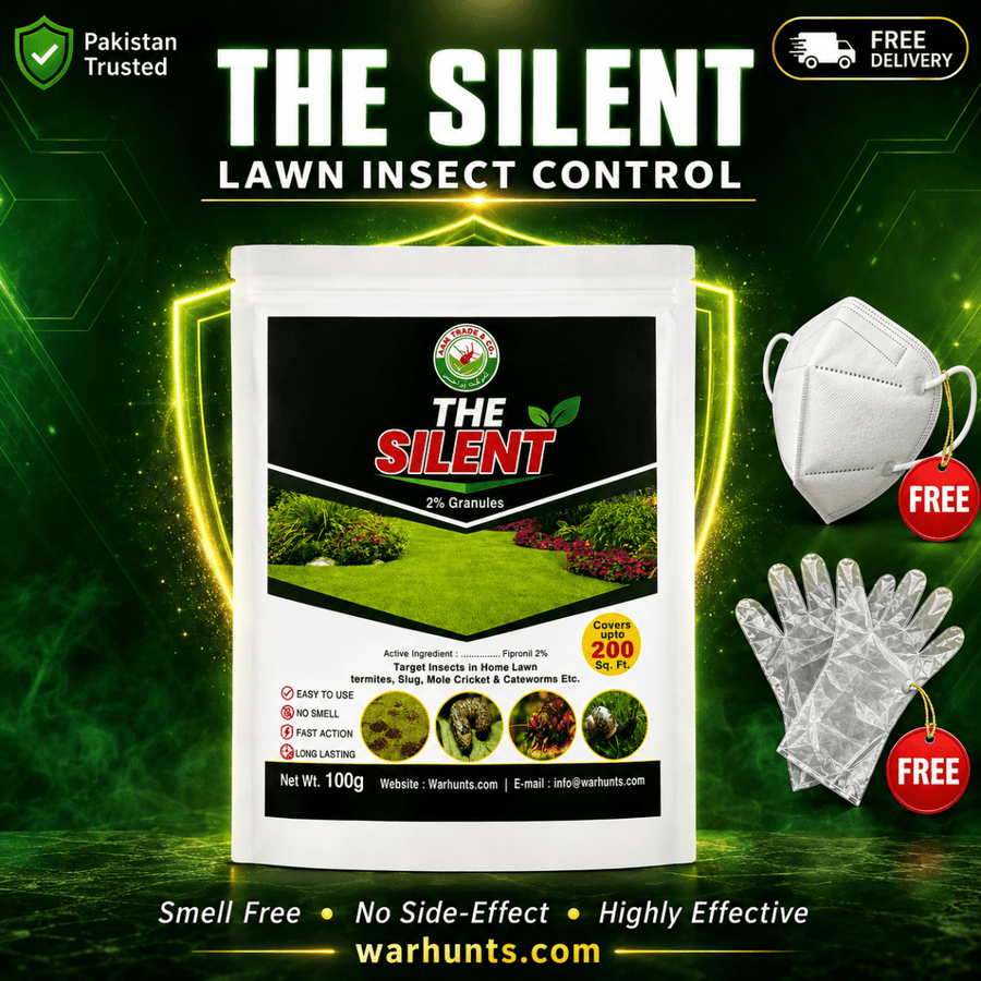 The Silent 2% Granules | Lawn Insect Killer | FREE Mask & Gloves | Kills Termites, Slugs, Mole Crickets & Caterpillars | Covers 200 Sq. Ft. | No Smell | Fast Action - Warhunts.com
